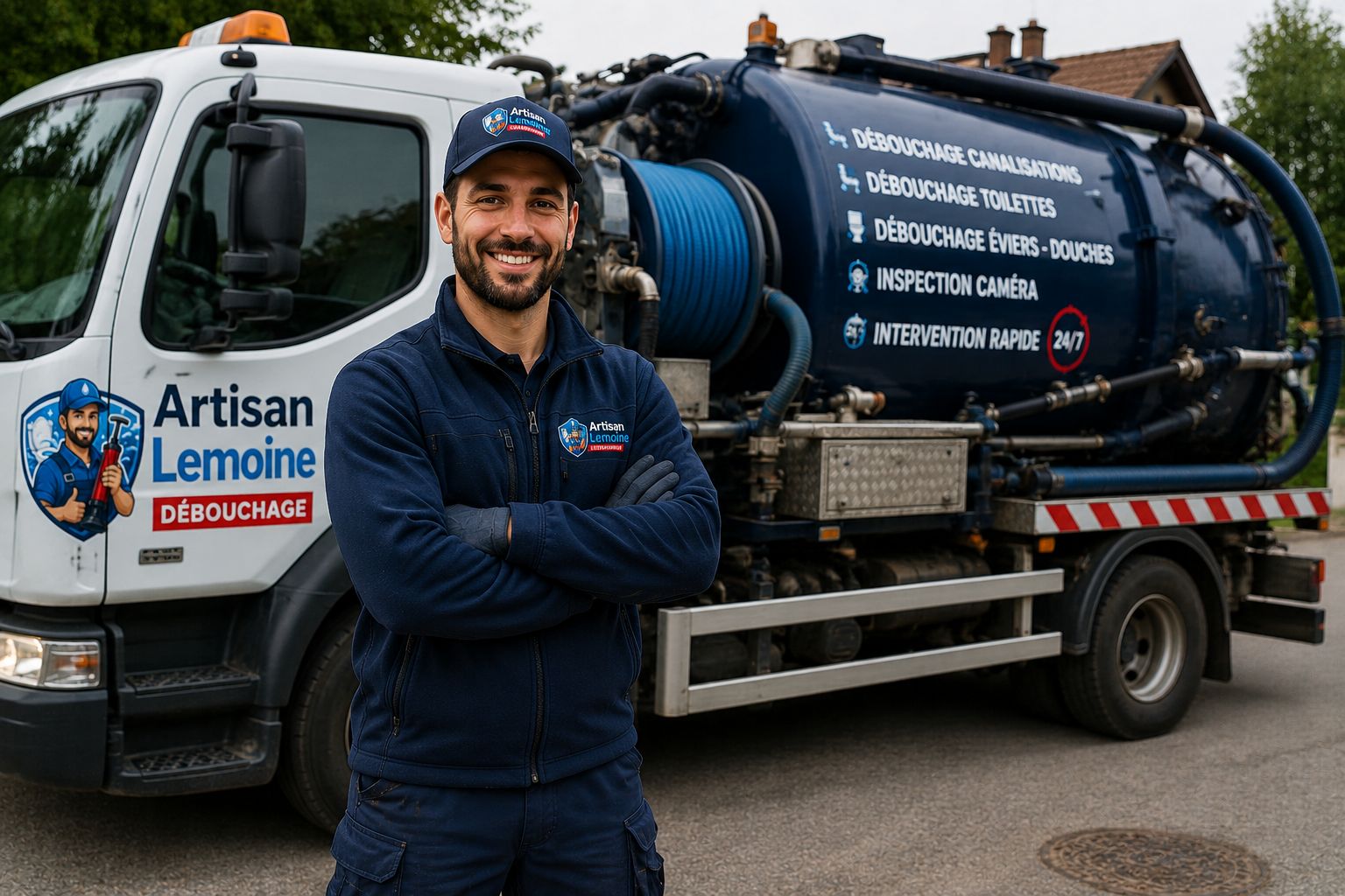 Camion hydrocureur de notre équipe d'assainissement